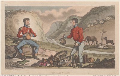 Tomando su Desayuno, de Las Aventuras Militares de Johnny Newcome, 1815 de Thomas Rowlandson