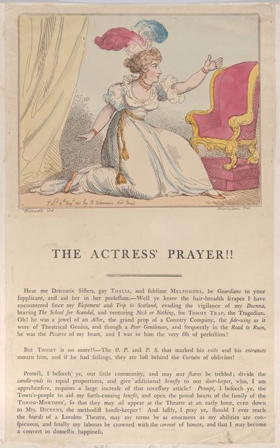 La Oración de la Actriz!!, 10 de agosto de 1801 de Thomas Rowlandson