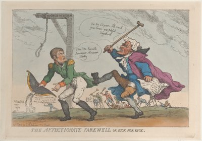 La despedida afectuosa, o patada por patada, 17 de abril de 1814 de Thomas Rowlandson