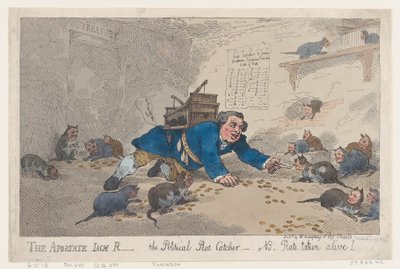 El apóstata Jack Robinson, el cazador de ratas político - N.B. ¡Ratas capturadas vivas!, 1 de marzo de 1784 de Thomas Rowlandson