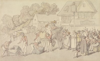 La llegada de una compañía de milicianos a una posada de Thomas Rowlandson