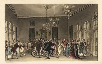 El Salón de Baile: turistas de moda bailando en las Salas de Asamblea de Scarborough de Thomas Rowlandson