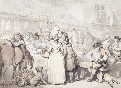 El puesto de los carniceros, Leadenhall Market de Thomas Rowlandson