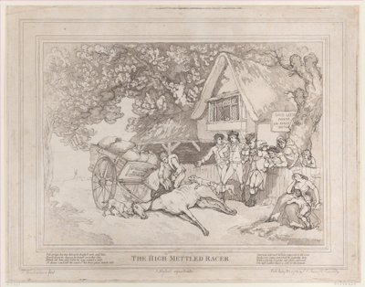 El caballo de tiro de La vida de un caballo de carreras, o El corredor de alta casta de Thomas Rowlandson