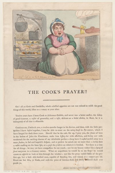 ¡La oración del cocinero!, 15 de septiembre de 1801 de Thomas Rowlandson