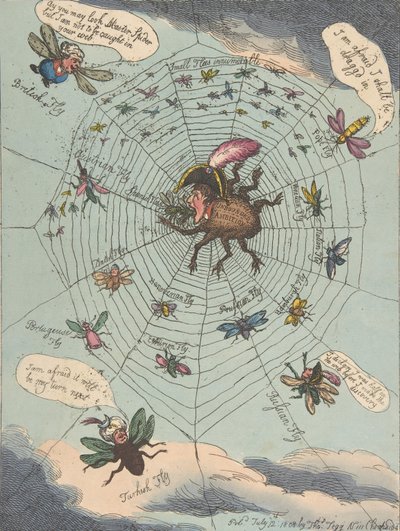¡La araña corsa en su telaraña!, 12 de julio de 1808 de Thomas Rowlandson
