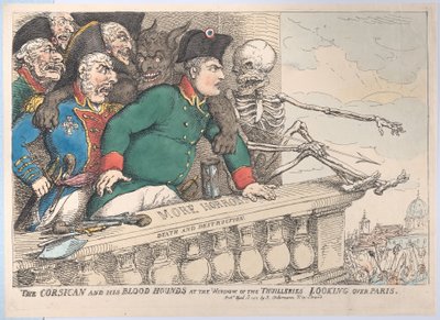 El Corso y Sus Sabuesos en la Ventana de las Tullerías Mirando Sobre París, 16 de abril de 1815 de Thomas Rowlandson