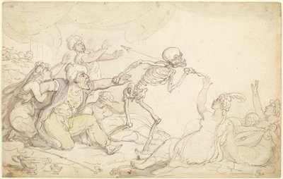 La danza de la muerte: el nabab capturado en su harén de Thomas Rowlandson
