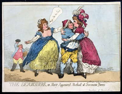 El Devonshire, o el Método Más Aprobado para Asegurar Votos, publicado por William Humphrey en 1784 de Thomas Rowlandson