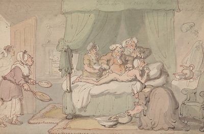 «El doctor presenta contusiones tan graves que se considera necesario aplicarle ventosas» de Thomas Rowlandson