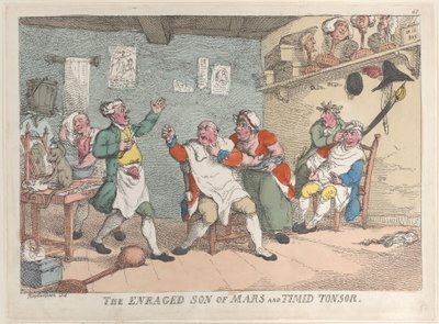 El hijo enfurecido de Marte y el tímido Tonsor, 20 de abril de 1811 de Thomas Rowlandson