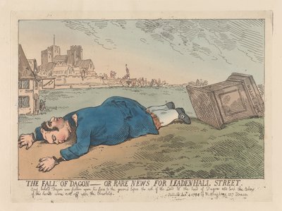 La caída de Dagon o Noticias insólitas de Leadenhall Street de Thomas Rowlandson
