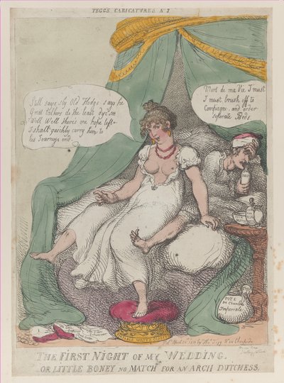 La primera noche de mi boda, o Little Boney no es rival para una archiduquesa, 25 de abril de 1810 de Thomas Rowlandson