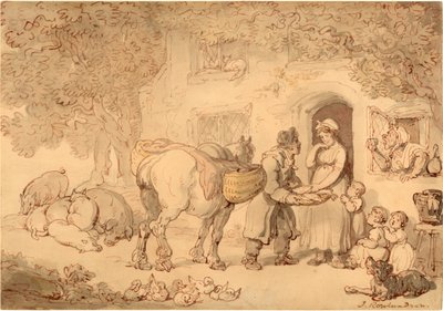 El pescador, hacia 1775-1800 (Acuarela y tinta) de Thomas Rowlandson