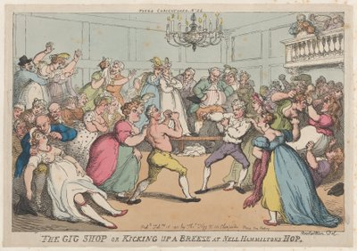 La tienda de carruajes o levantando una brisa en el baile de Nell Hamilton, 16 de febrero de 1811 de Thomas Rowlandson