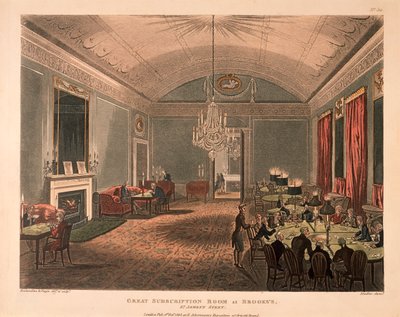 La Gran Sala de Suscripción, Club Brooks, Calle St James, Londres, 1808 de Thomas Rowlandson