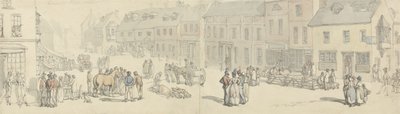 La Calle Mayor en día de mercado, Newport, Isla de Wight, c.1797-1800 (pluma y tinta y acuarela sobre papel) de Thomas Rowlandson