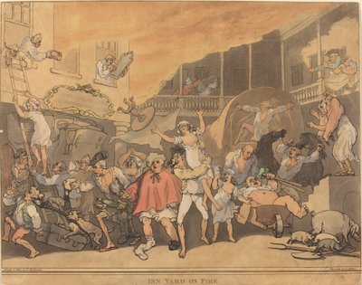 El patio de la posada en llamas de Thomas Rowlandson