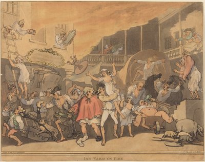 El patio de la posada en llamas de Thomas Rowlandson