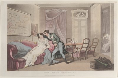 La posada en Marsella, del Journal of Sentimental Travels in the Southern Pro..., 1 de enero de 1822 de Thomas Rowlandson