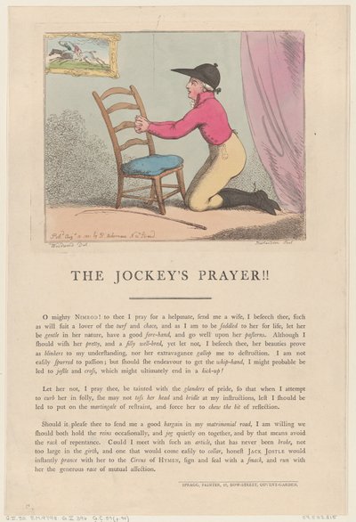 ¡La oración del jockey! de Thomas Rowlandson