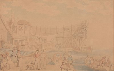 La botadura de un barco de Thomas Rowlandson