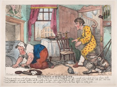 Las miserias de la vida humana: Levantarse temprano en una mañana fría y sombría de Thomas Rowlandson