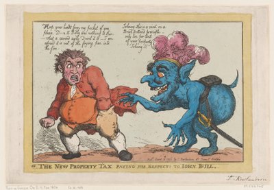 El nuevo impuesto a la propiedad rindiendo sus respetos a John Bull, 16 de abril de 1806 de Thomas Rowlandson