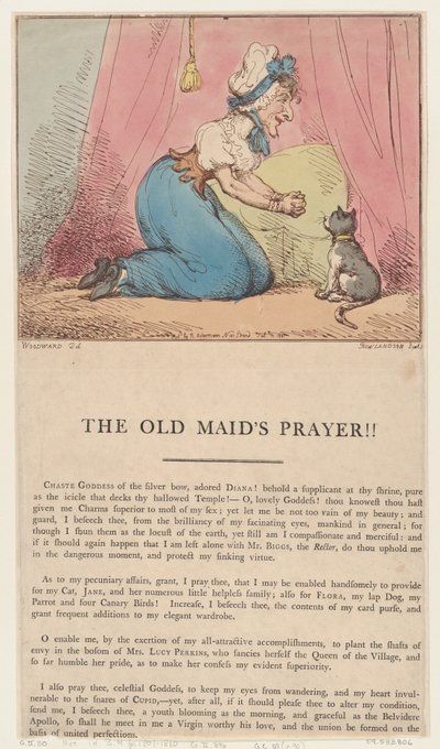 ¡La oración de la solterona!, 10 de febrero de 1801 de Thomas Rowlandson