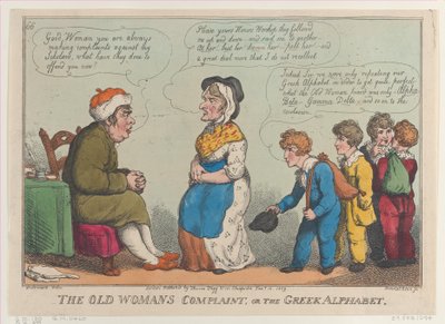 La queja de la anciana, o el alfabeto griego, 15 de enero de 1809 de Thomas Rowlandson