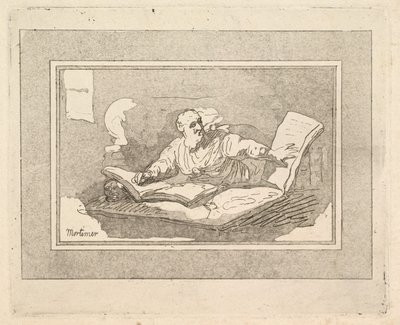 El filósofo anciano barbudo copiando libro, 1783-87 de Thomas Rowlandson