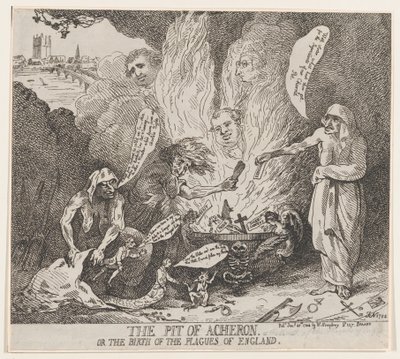 El pozo de Aqueronte o El nacimiento de las plagas de Inglaterra de Thomas Rowlandson