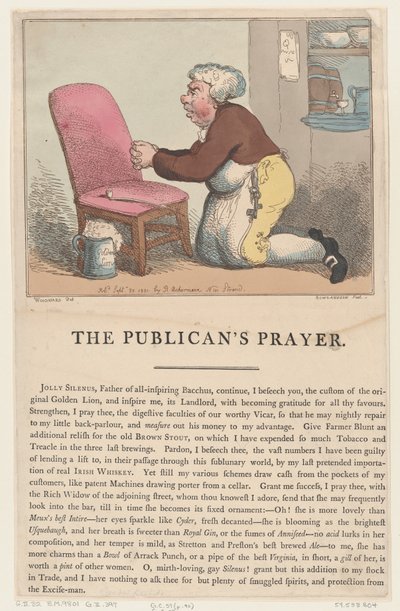La Oración del Tabernero, 20 de septiembre de 1801 de Thomas Rowlandson