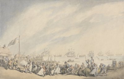El regreso de la flota a Great Yarmouth después de la derrota de los holandeses en 1797, c.1797 de Thomas Rowlandson