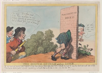 El avestruz escocés buscando cobertura, 8 de julio de 1805 de Thomas Rowlandson