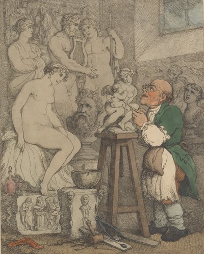 El escultor [Preparativos para la Academia, el viejo Joseph Nollekens y su Venus], ca. 1800 de Thomas Rowlandson