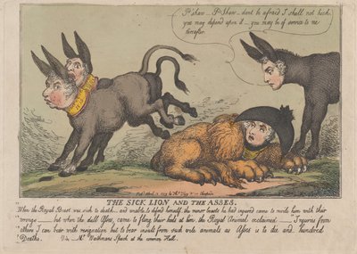 El León Enfermo y Los Asnos, abril 18, 1809 de Thomas Rowlandson