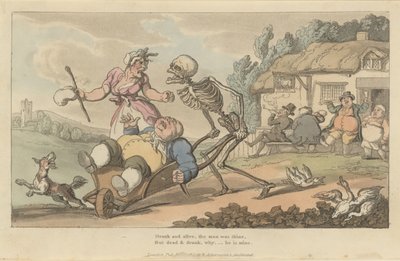 El borracho, La danza de la muerte inglesa, lámina 12, julio de 1814 de Thomas Rowlandson