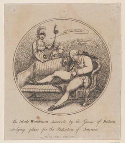 El vigilante estatal descubierto por el genio de Gran Bretaña estudiando planes para... de Thomas Rowlandson
