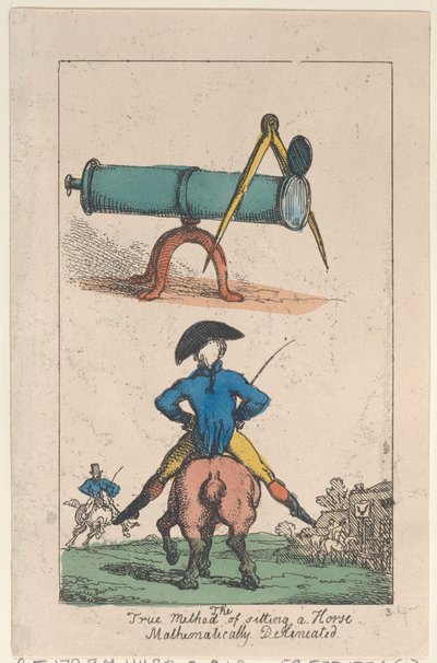 El verdadero método de montar un caballo, delineado matemáticamente, 1809 de Thomas Rowlandson