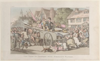 El vicario en compañía de actores ambulantes, de El vicario de Wakefield, 1 de mayo de 1817 de Thomas Rowlandson