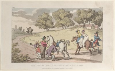 La familia del vicario en su camino a la iglesia, de El vicario de Wakefield, 1 de mayo de 1817 de Thomas Rowlandson