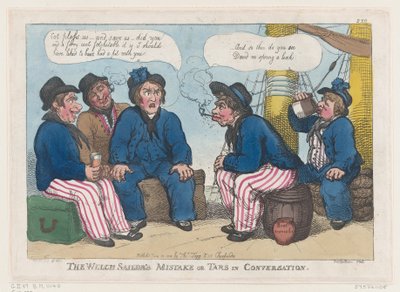 El error del marinero galés, o marineros conversando, 30 de junio de 1808 de Thomas Rowlandson