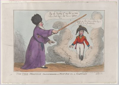 El Mago de York Transformando a un Mozo de Pies en un Capitán, 25 de febrero de 1809 de Thomas Rowlandson