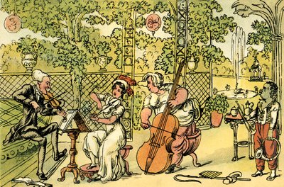 El trío del jardín de Thomas Rowlandson