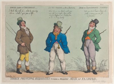 Tres requisitos principales para formar un hombre moderno de moda, 15 de septiembre de 1814 de Thomas Rowlandson