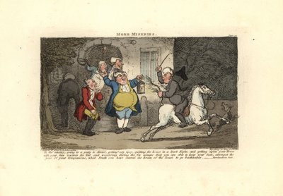Hombre borracho montando un caballo de espaldas de Thomas Rowlandson