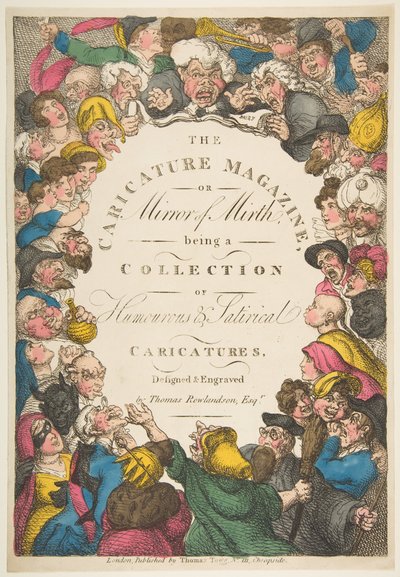 Página de título, La revista de caricaturas, o Espejo de la alegría, 19 de noviembre de 1808 de Thomas Rowlandson