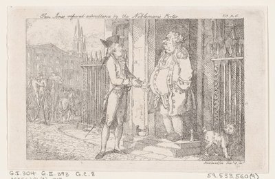 Tom Jones rechazado por el portero del noble, de La historia de Tom Jones de Thomas Rowlandson