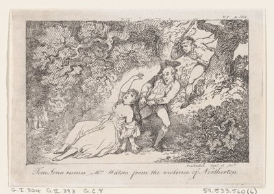 Tom Jones rescata a la Sra. Waters de la violencia de Northerton, de La historia de Tom Jones, 1792 de Thomas Rowlandson